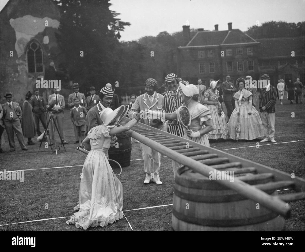 A period lawn tennis match at Lullingstone Park near Eynsford , Kent . 1938 . Stock Photo