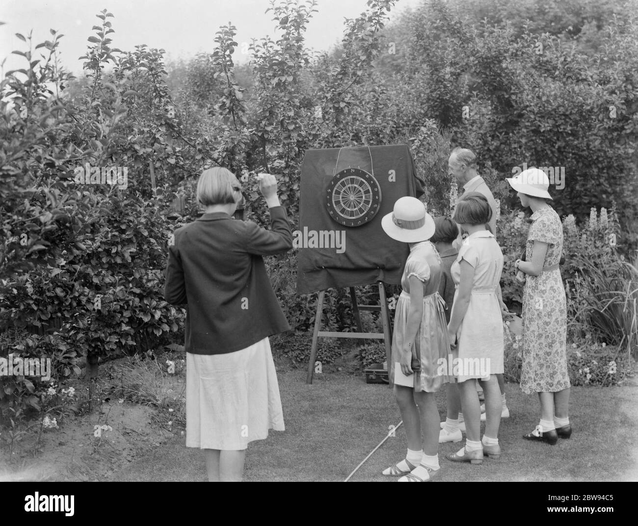 Petts Wood fete in Kent . A darts game . 1937 . Stock Photo