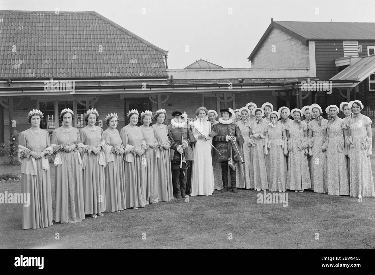 The Dartford Carnival Queen and her attendees at the her coronation . 1937 . Stock Photo