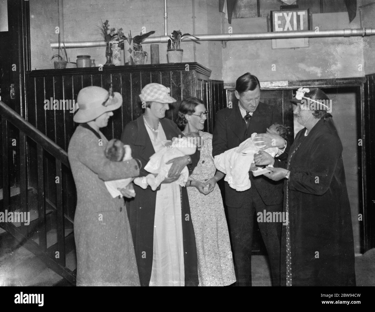 Coronation babies in Erith , London . These babies where born on 12 May 1937 , the day of George VI coronation . 1937 . Stock Photo