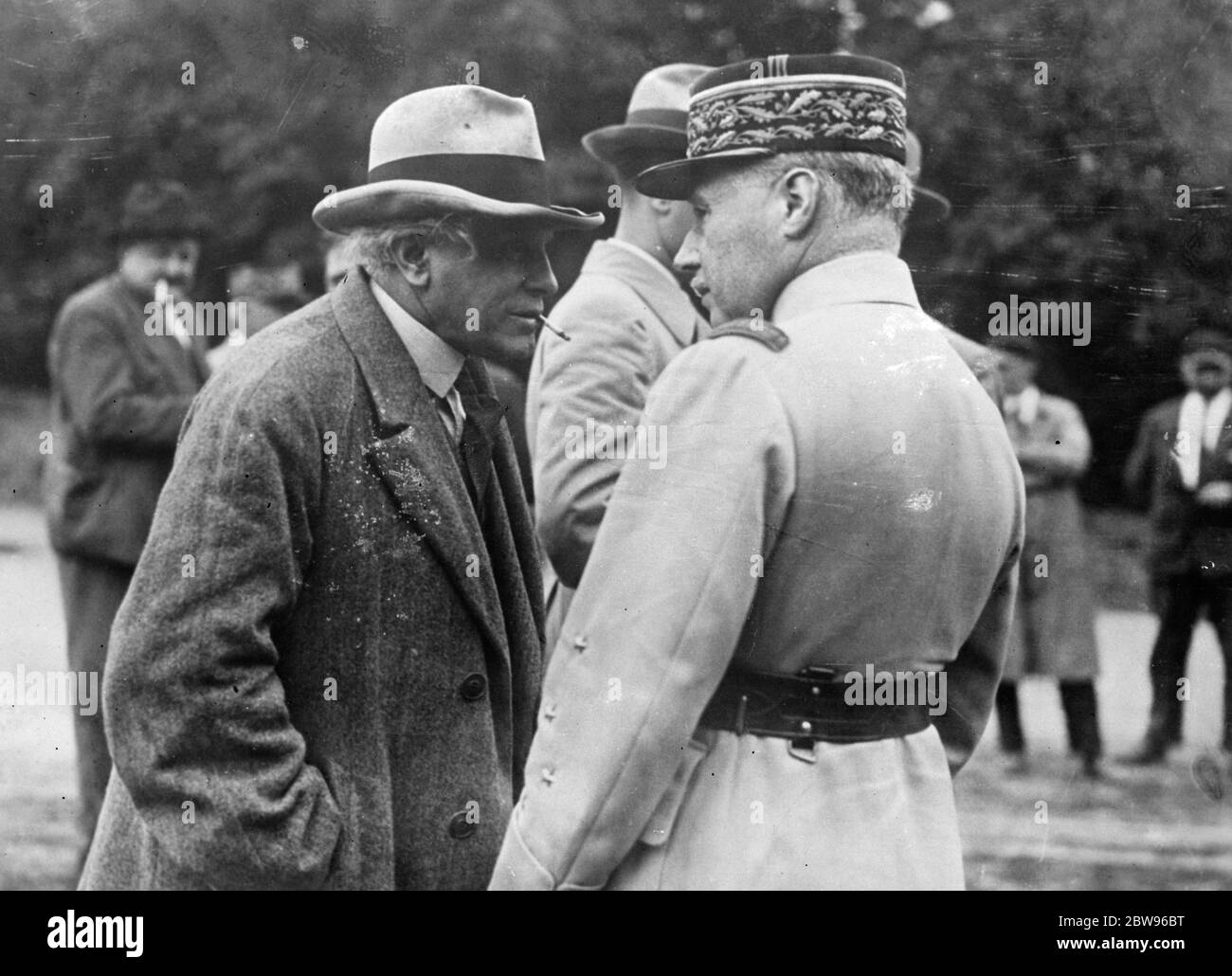 French War Minister at manoeuvres . M Paul Boncour , French Minister of War with General Gamelin , at the manoeuvres of the mechanised French army on the Marne . 21 September 1932 Stock Photo