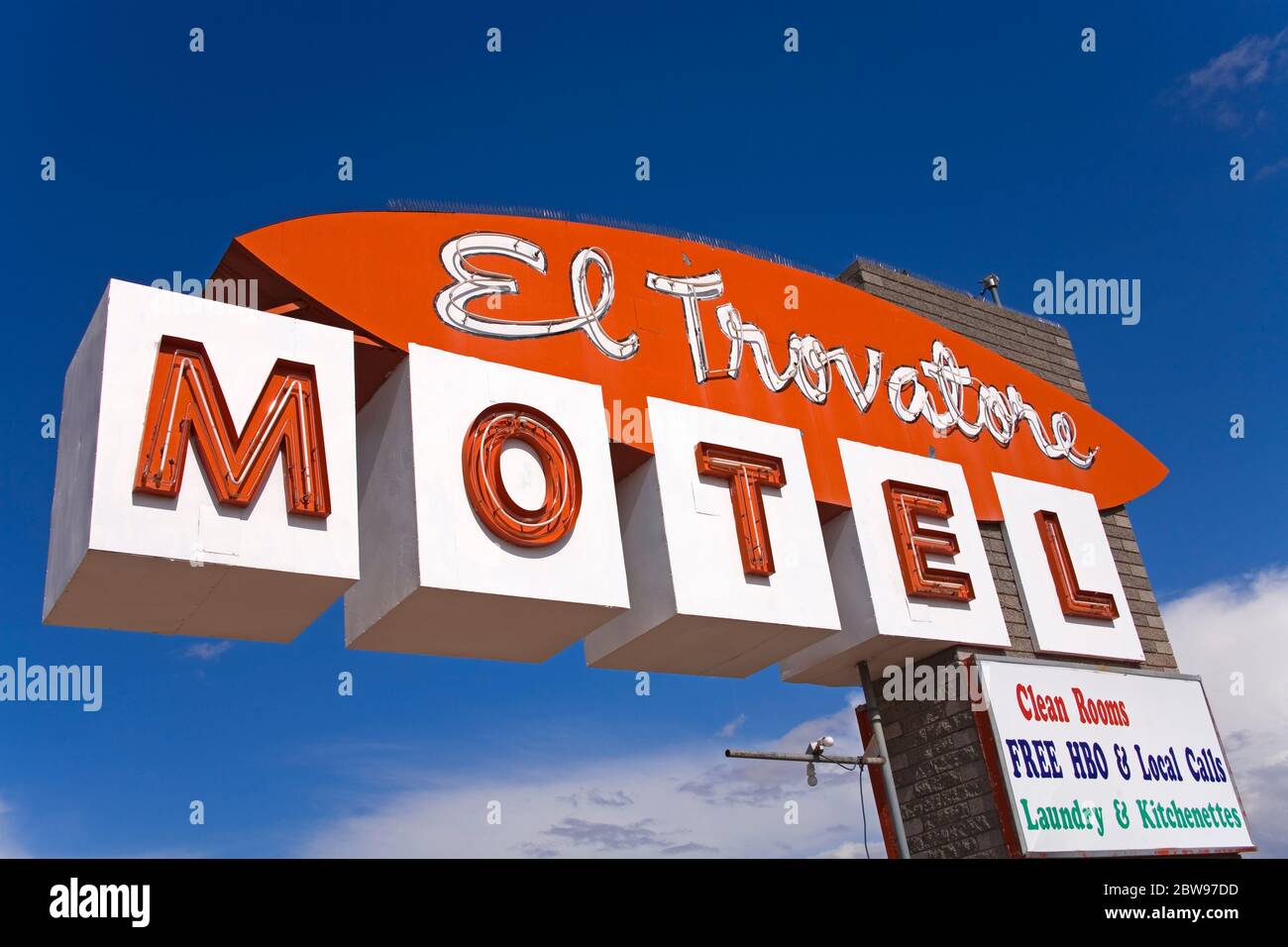 El Trovatore Motel Sign,Historic Route 66, Kingman, Arizona, USA Stock