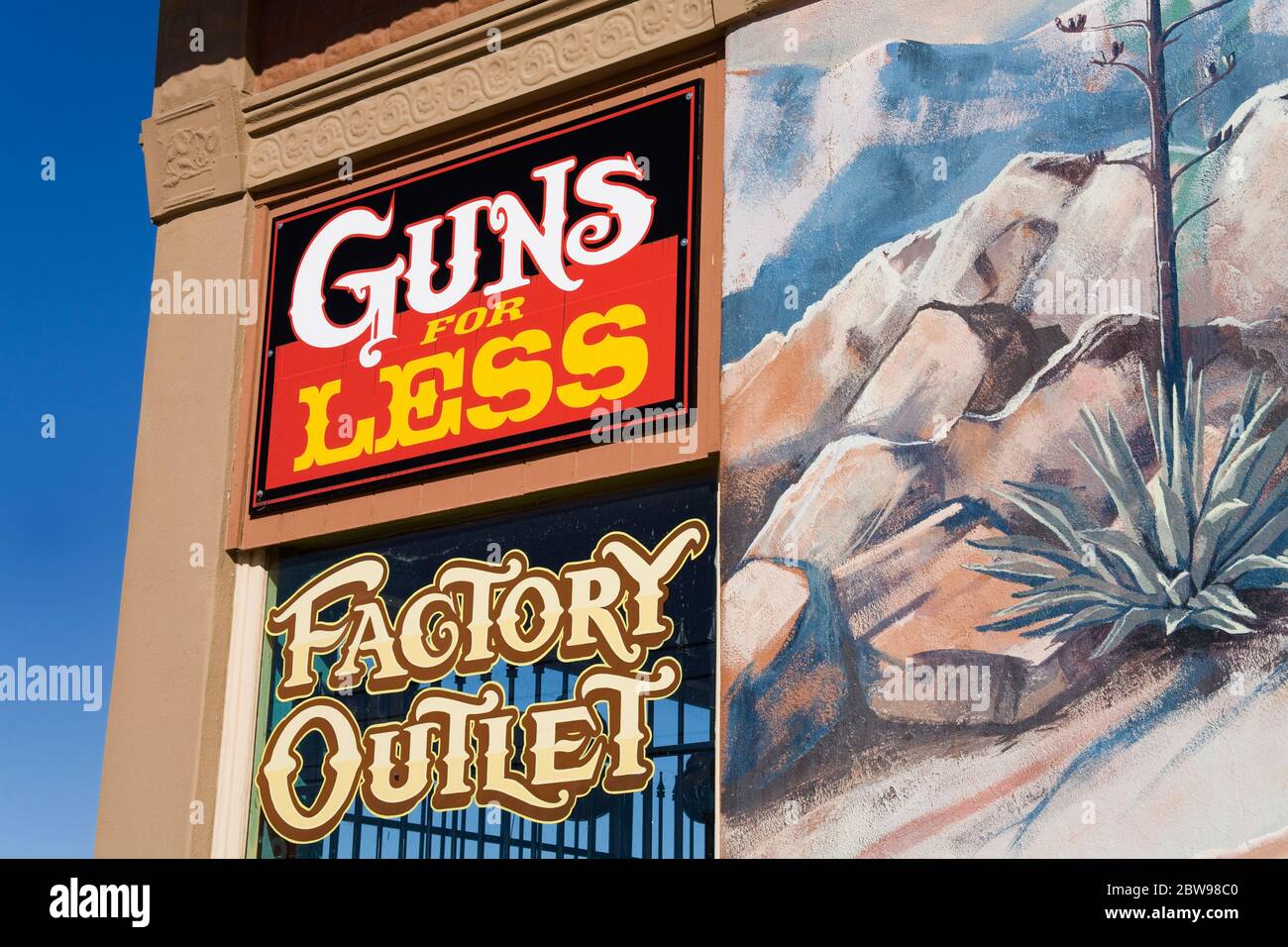 Gun Store & Mural by Pablo Alonzo, Benson City, Cochise County, Arizona