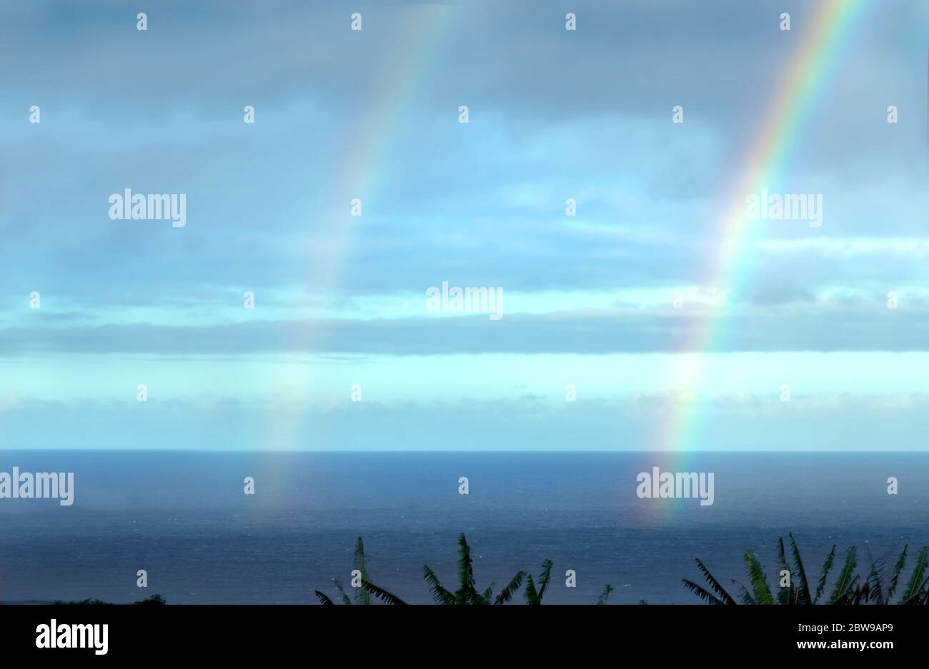 Double rainbow appears after a brief shower on the Big Island of Hawaii ...