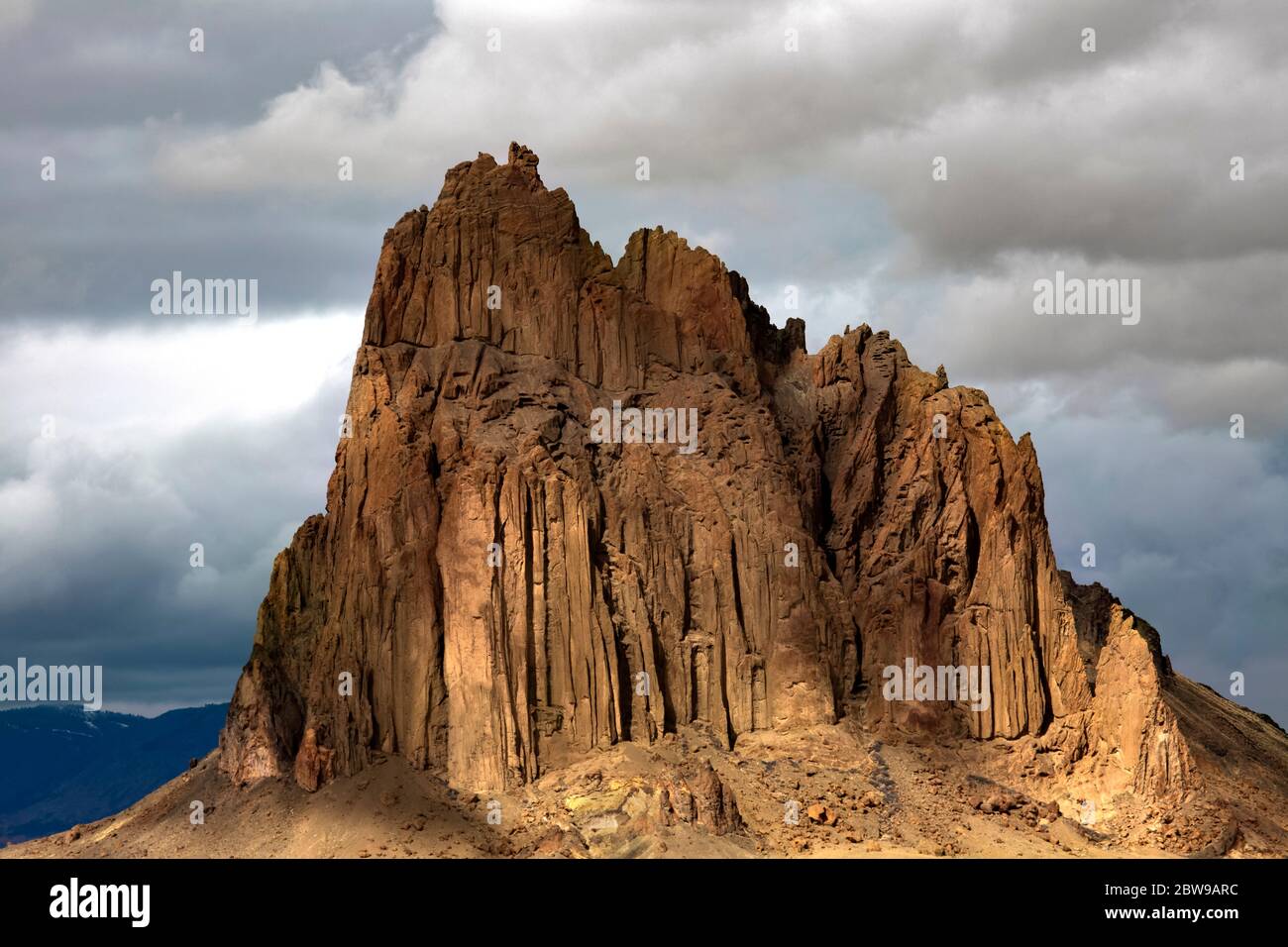 NM00241-00....NEW MEXICO - Shiprock, a National Natural Landmark which is part of the Navajo Nation. Stock Photo