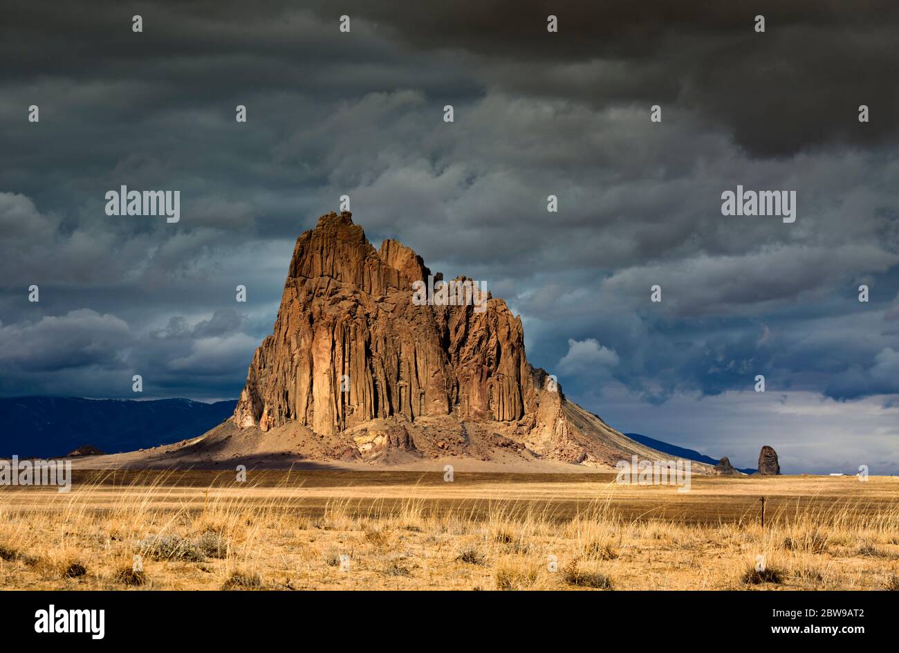 NM00242-00....NEW MEXICO - Shiprock, a National Natural Landmark which is part of the Navajo Nation. Stock Photo