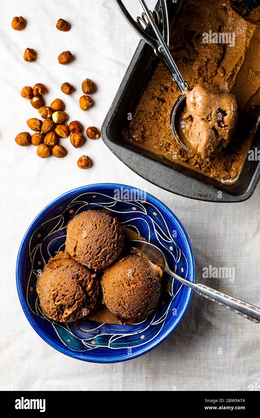 Chocolate hazelnut ice cream Stock Photo Alamy