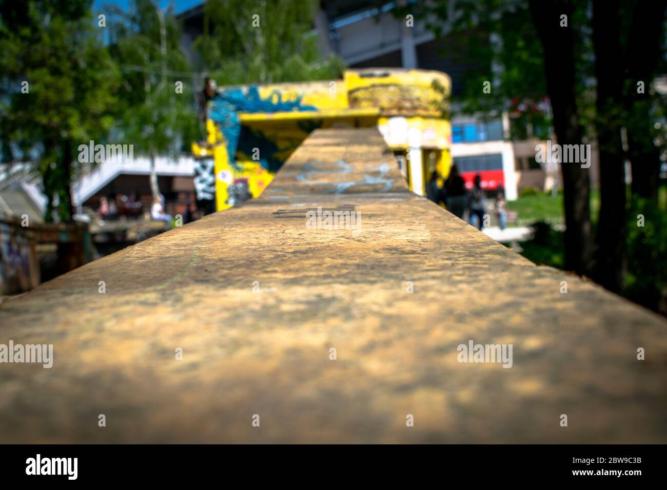 Close up view on bridge in park Stock Photo