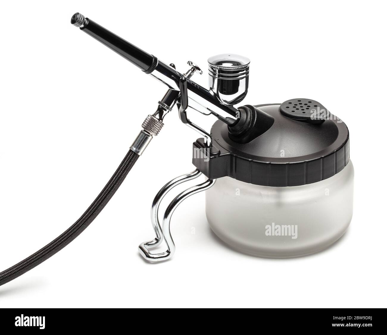 Airbrush cleaning. Jar with holder for cleaning the airbrush Stock