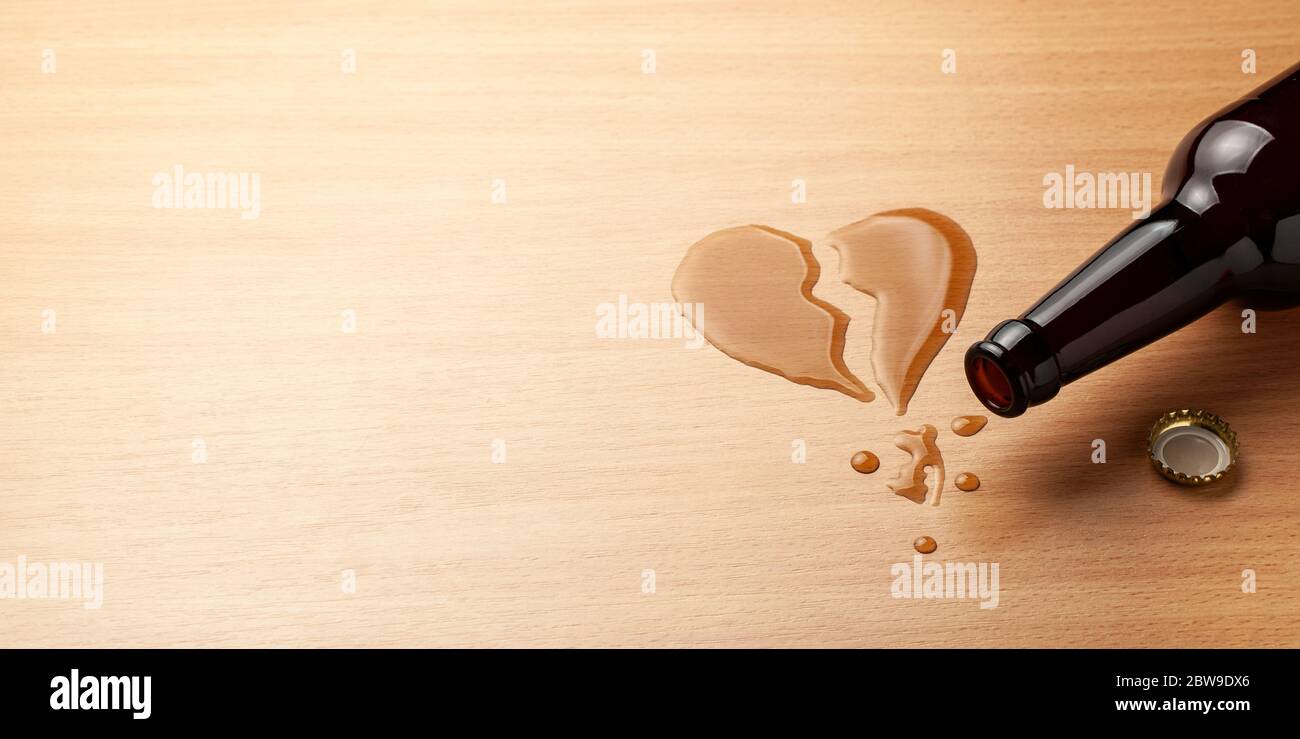 Alcoholism in the family. Broken heart, broken relationship. Beer ...