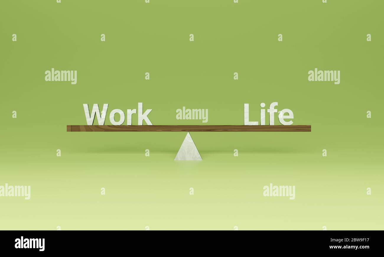 3D rendering of seesaw or teeter totter with a wooden beam on a marble ...