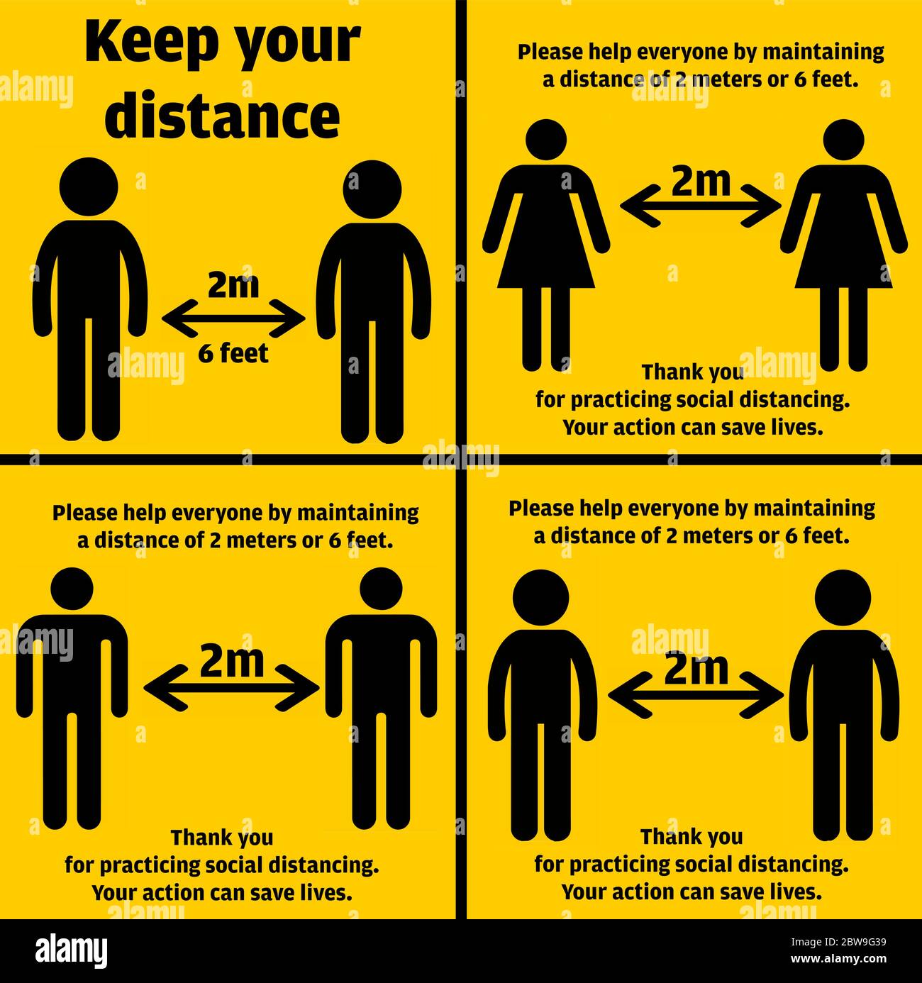 Maintain Social Distancing Icons. Set of 4 icons with social distancing or  safe distancing practice. Maintain 2 meters or 6 feet distance vector illus  Stock Vector Image & Art - Alamy