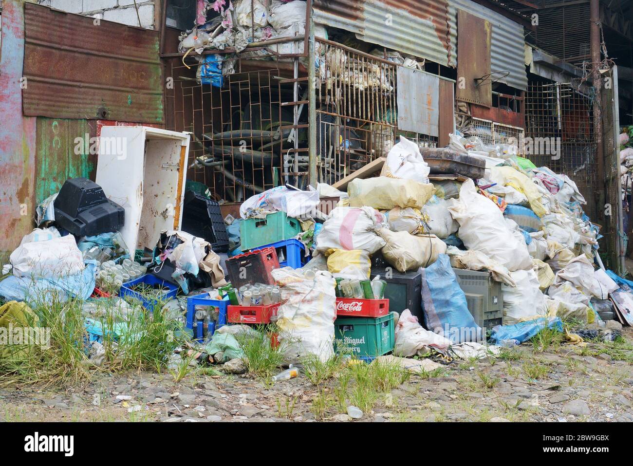 Pile of garbage to sort, recycle and reuse. One of the ways to reduce waste. Photo taken in Benguet, Philippines on October 7, 2019. Stock Photo