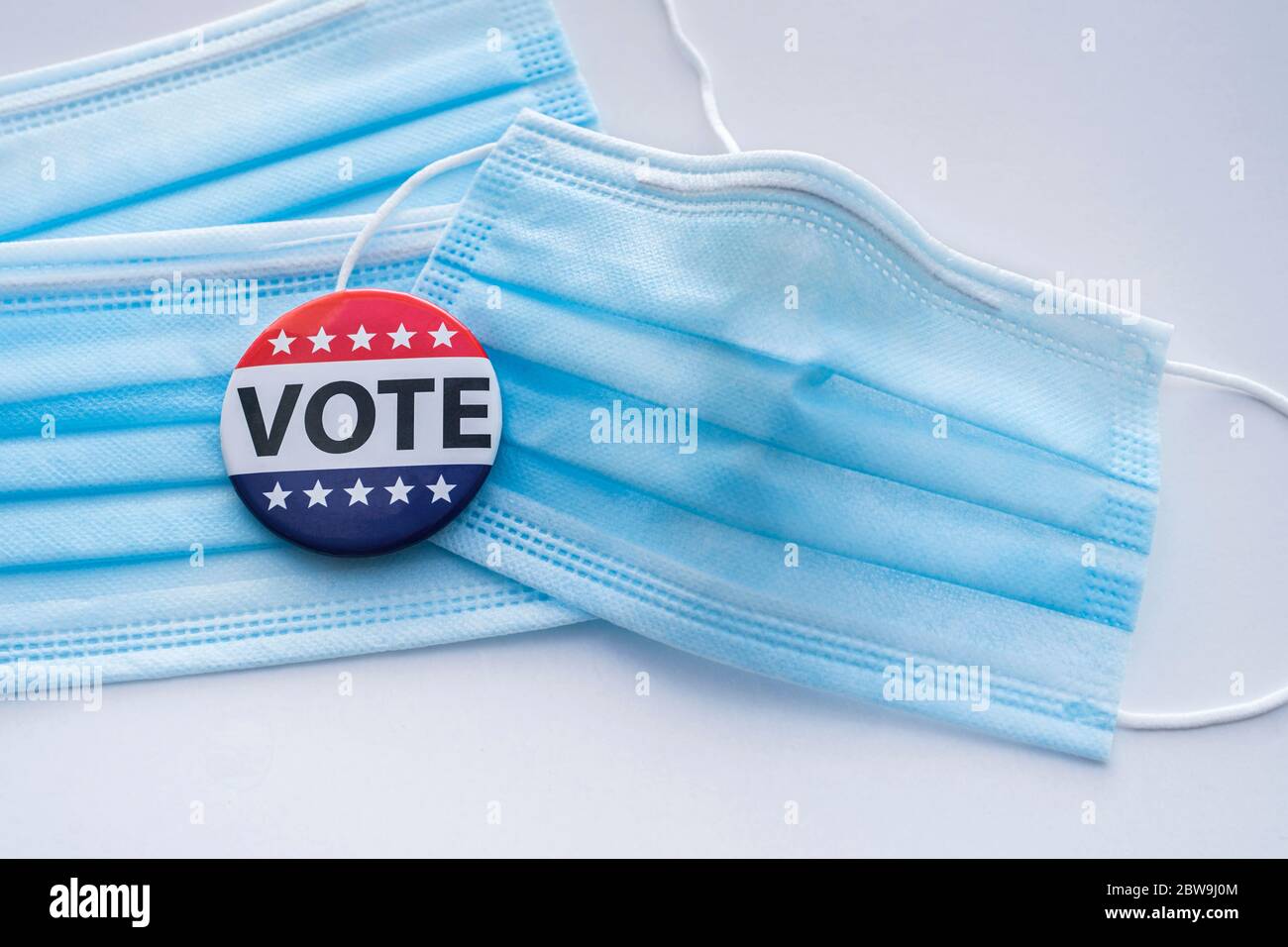 American Vote button on surgical masks Stock Photo