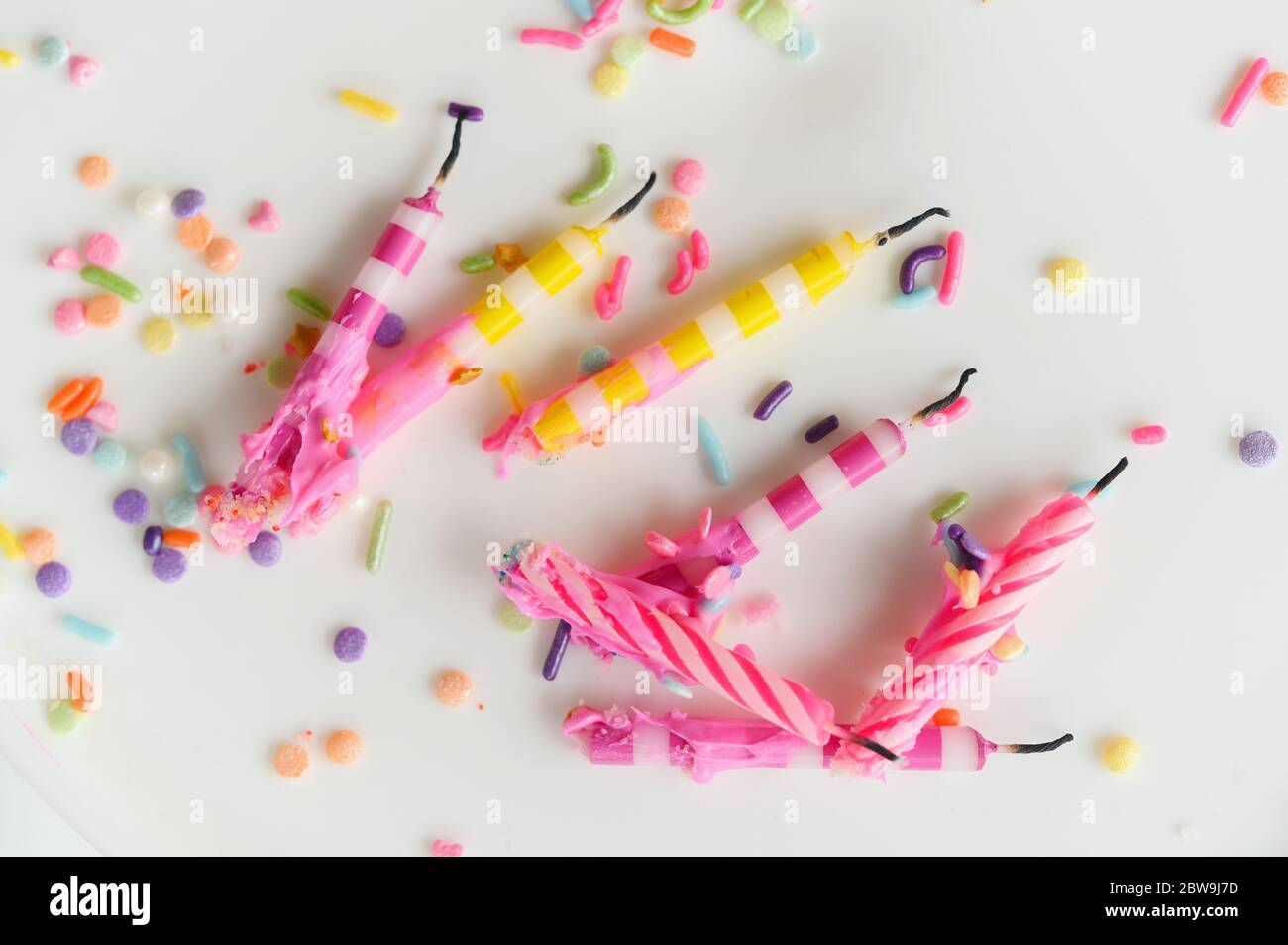 Burnt out birthday candles Stock Photo