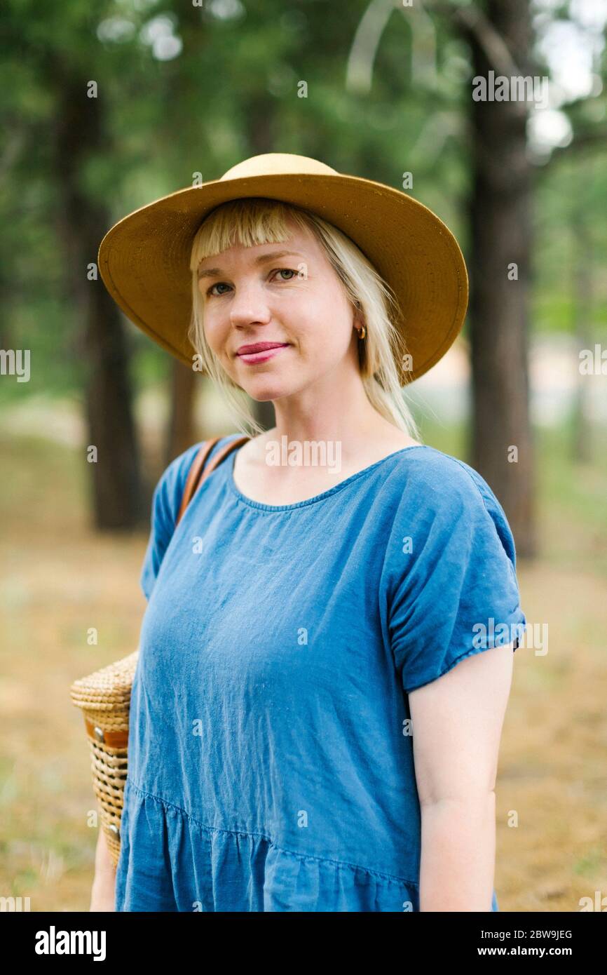 USA, Utah, Bryce Canyon, Portrait of woman in hat Stock Photo