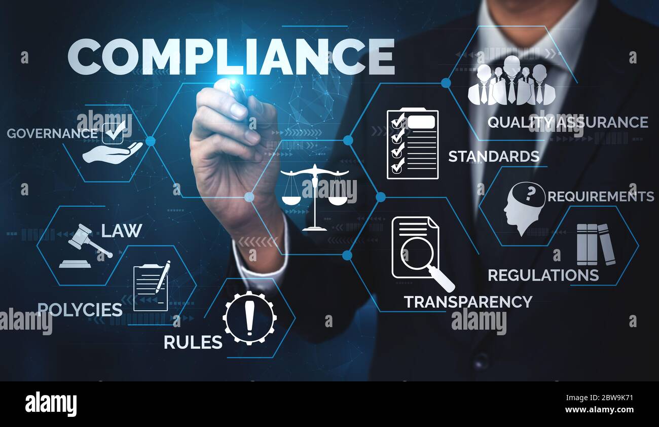 Compliance rule law and regulation graphic interface for business