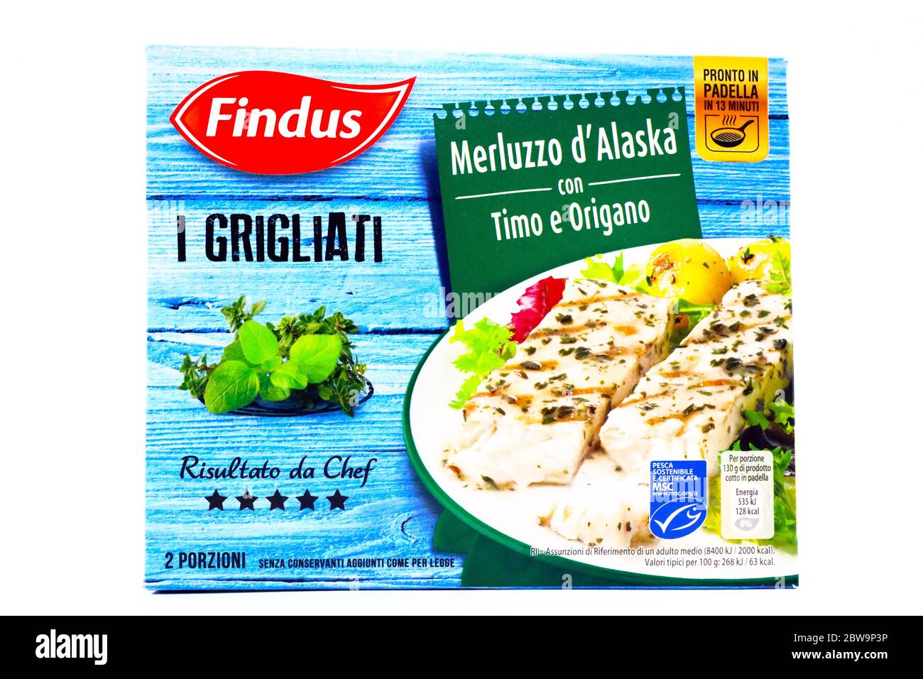 Findus Alaskan cod. Findus is a frozen food brand of Nomad Foods Group  Stock Photo - Alamy