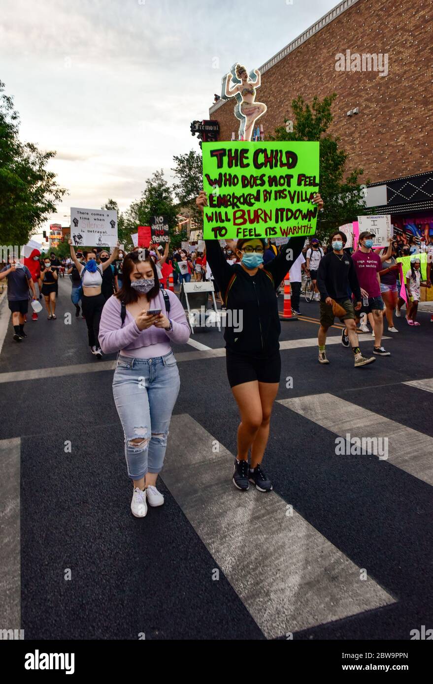 May 30, 2020 Las Vegas, Nevada - A diverse crowd shows up for a large ...