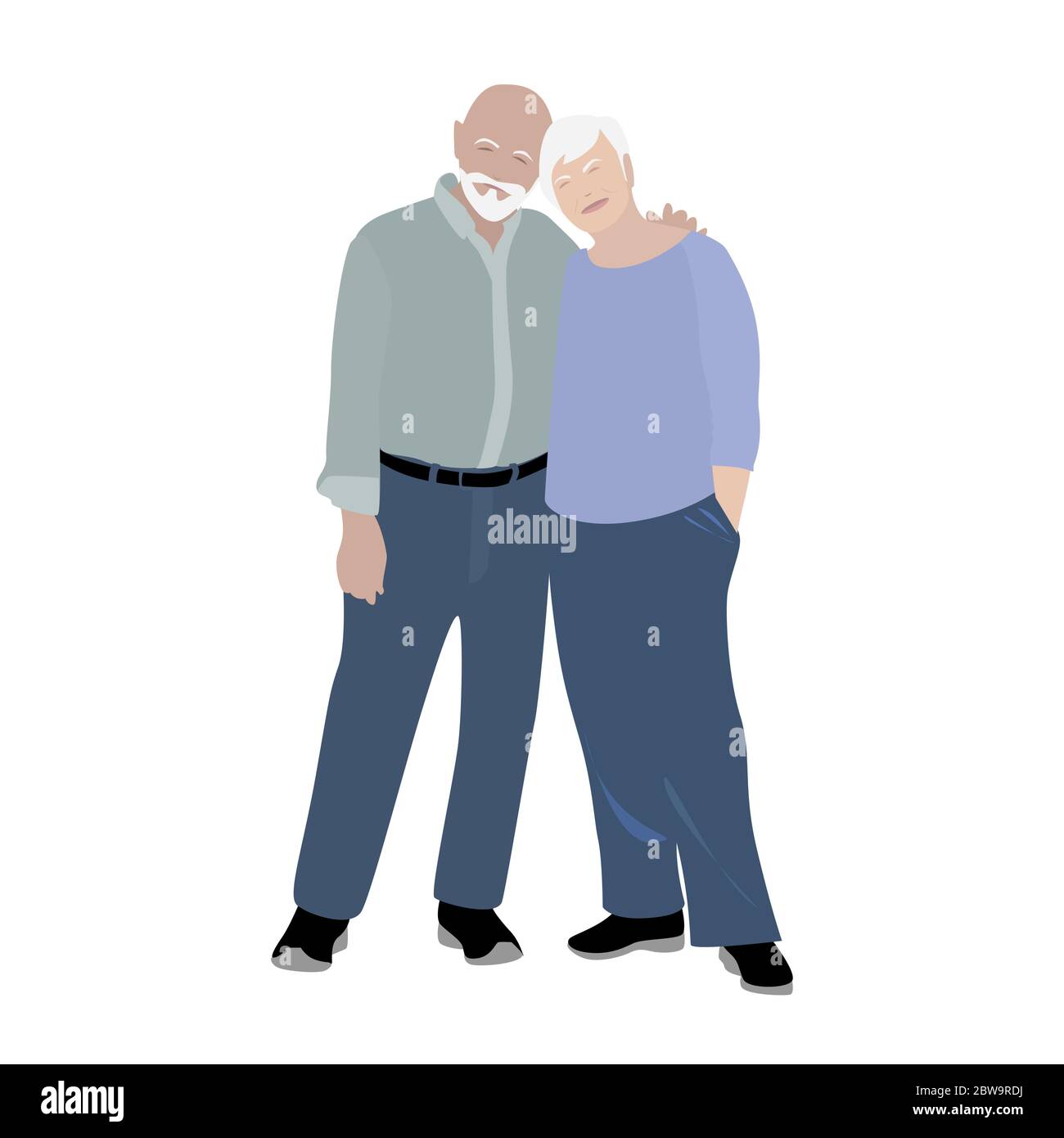 Eldery happy couple. Grandmother and grandfather lifestyle elderly, cartoon generation pensioner. Vector illustration Stock Vector