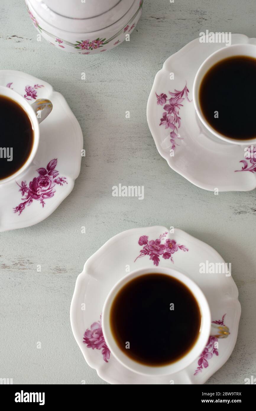 Coffee in vintage porcelain cups of Limoges France Stock Photo Alamy
