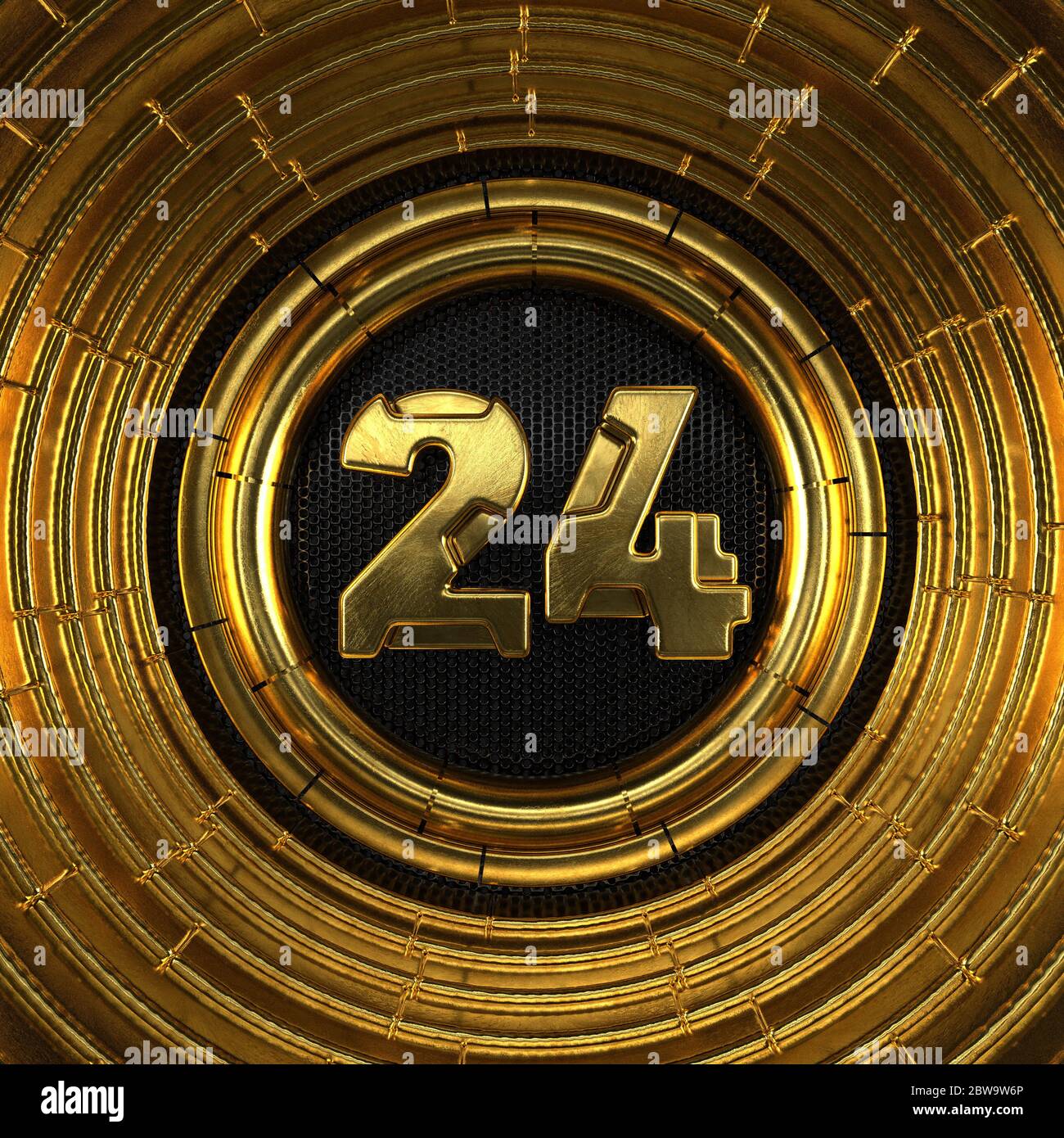 Number 24 Interlocked Gold 3d Illustration Stock Illustration
