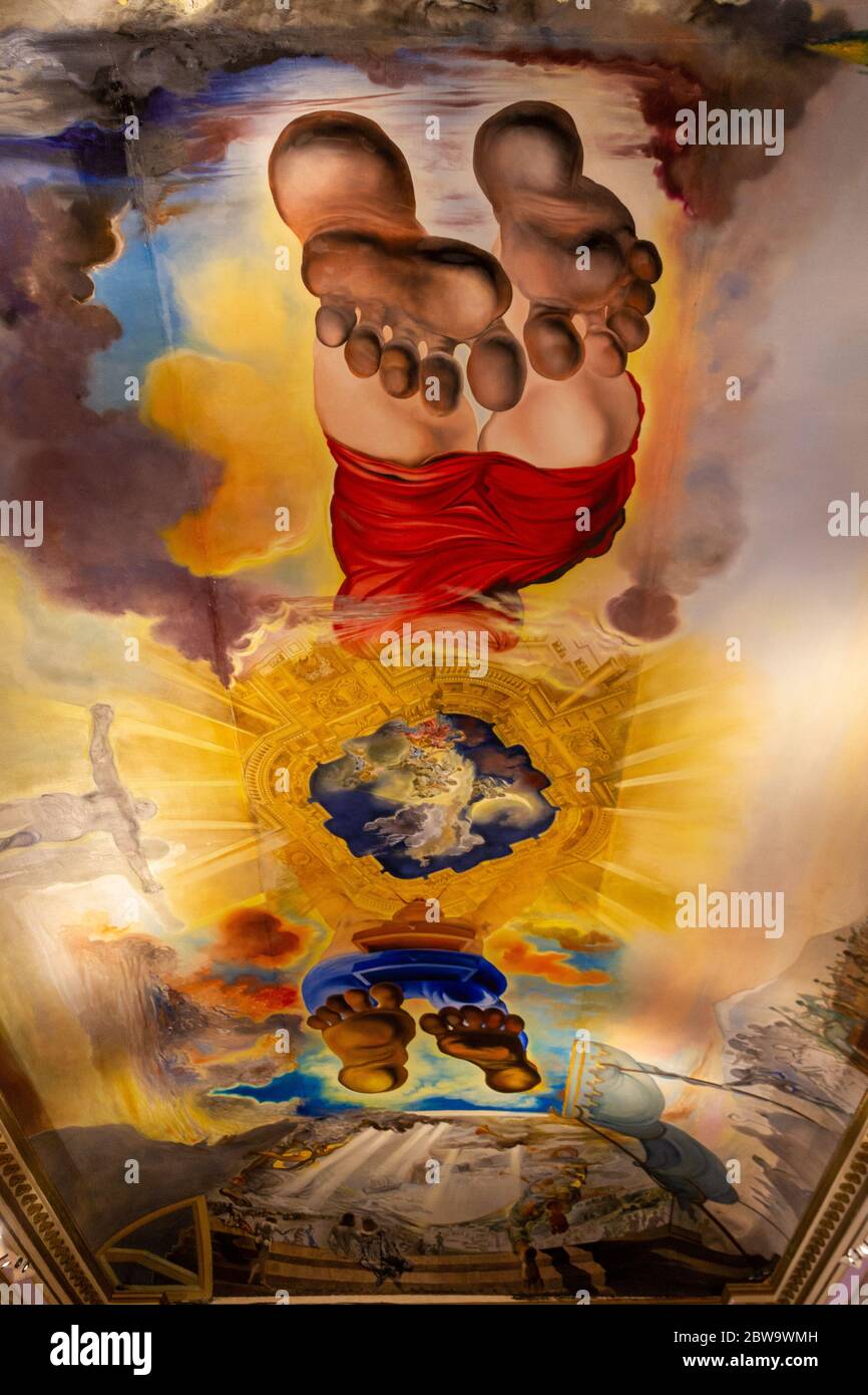 Painted ceiling of Salvador Dali and Gala Stock Photo