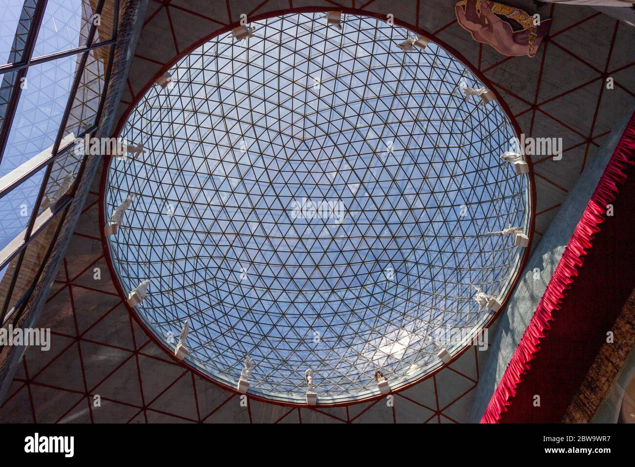 Glass ceiling and roof over the hall in the Dali Theatre-Museum Stock Photo