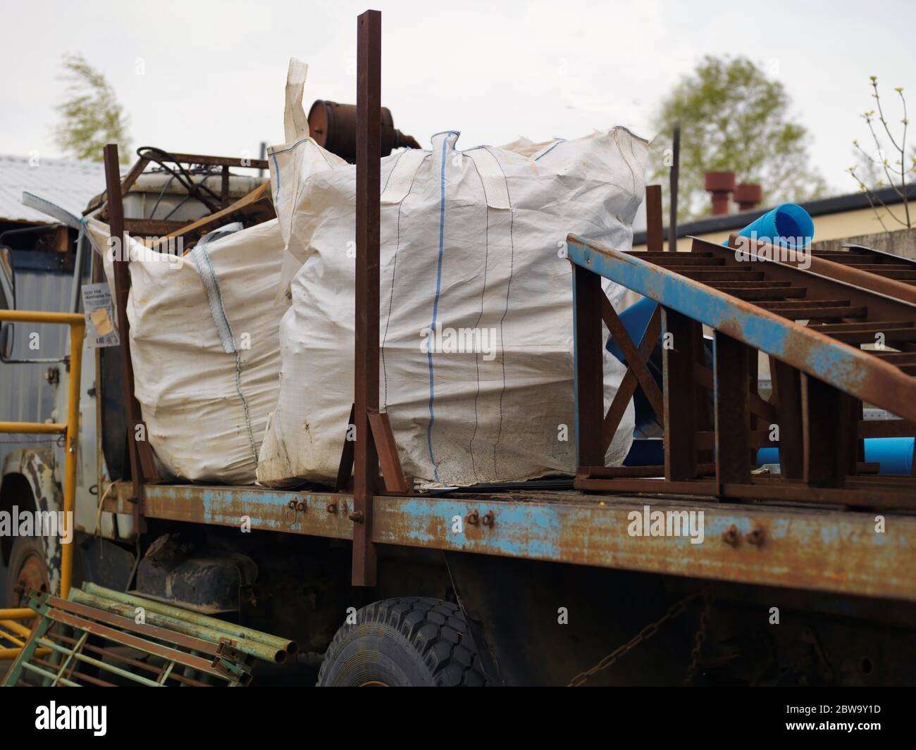 Abandoned old track loaded with discarded construction stuff Stock ...