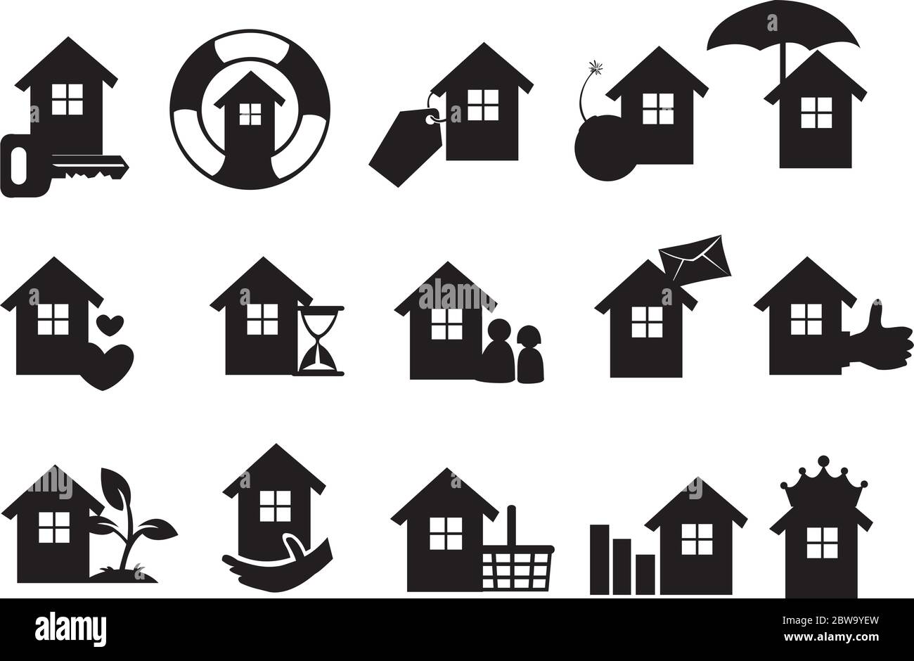 Real estate icons set in black. Vector illustration Stock Vector Image ...