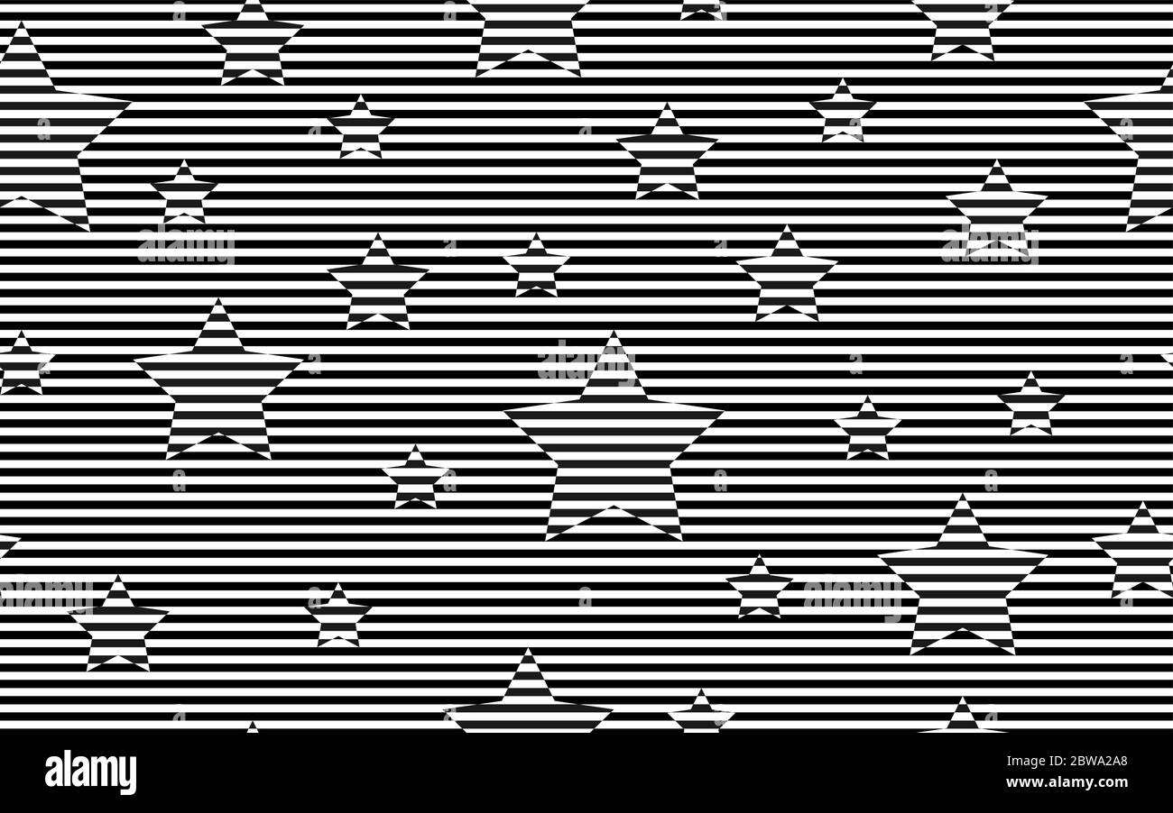 Abstract seamless pattern of lines and stars for texture, textiles