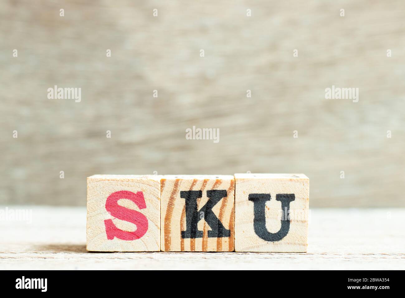 Alphabet letter in word SKU (abbreviation of stock keeping unit) on