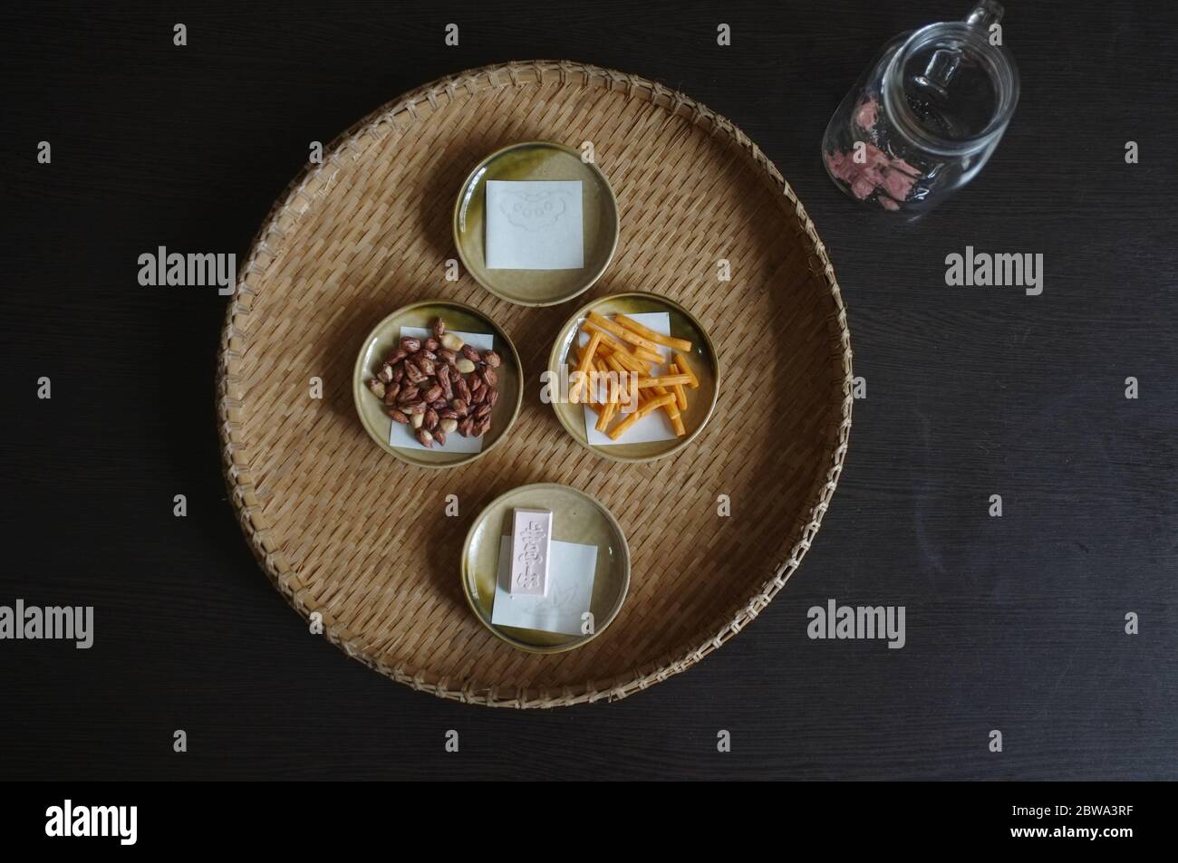 Japanese confectionery, salted cherry blossom edible flower and Snacks