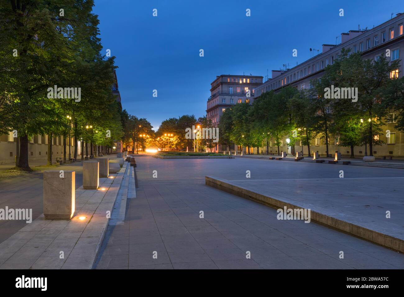 Krakow. District of Nowa Huta the market square of the PRL communist quater / Poland Stock Photo