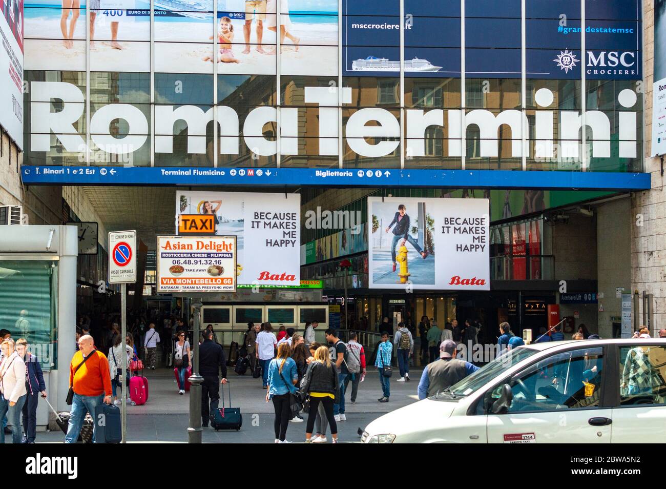 Rome / Italy - May 1, 2015: Entrance to Roma Termini, main railway station in Rome, Italy Stock Photo