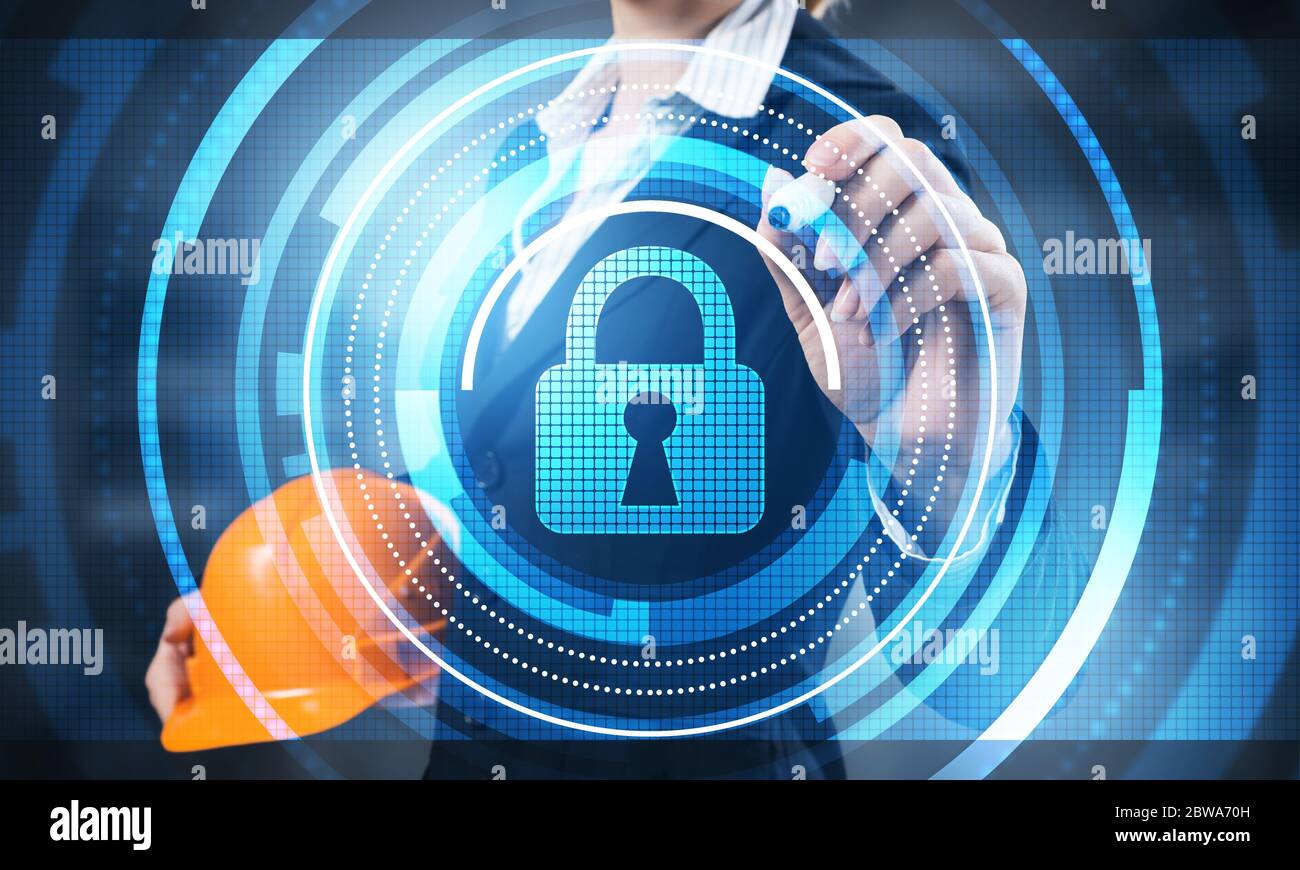 Digital cybersecurity and network protection Stock Photo