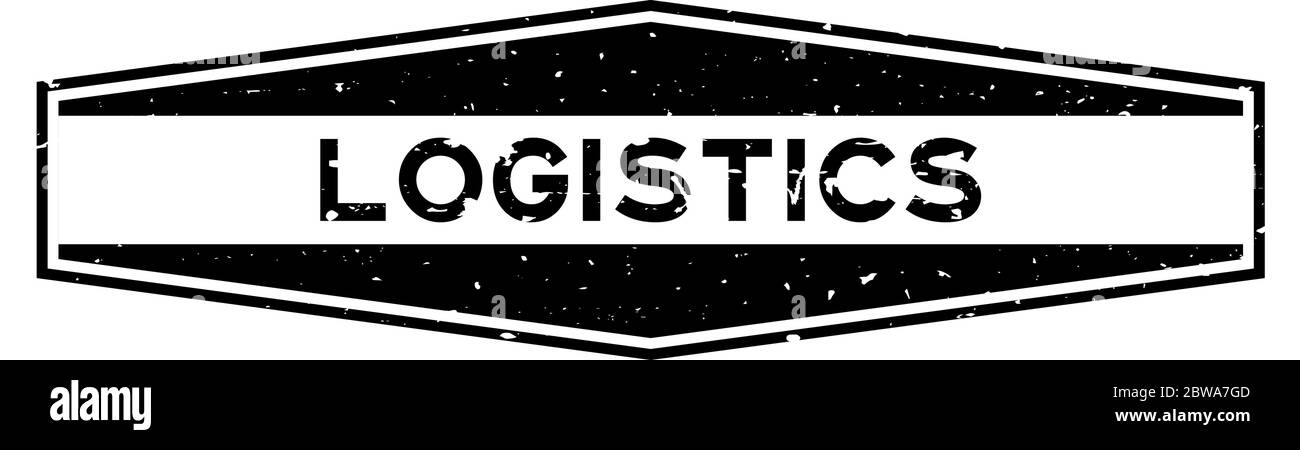Grunge black logistics word hexagon rubber seal stamp on white ...