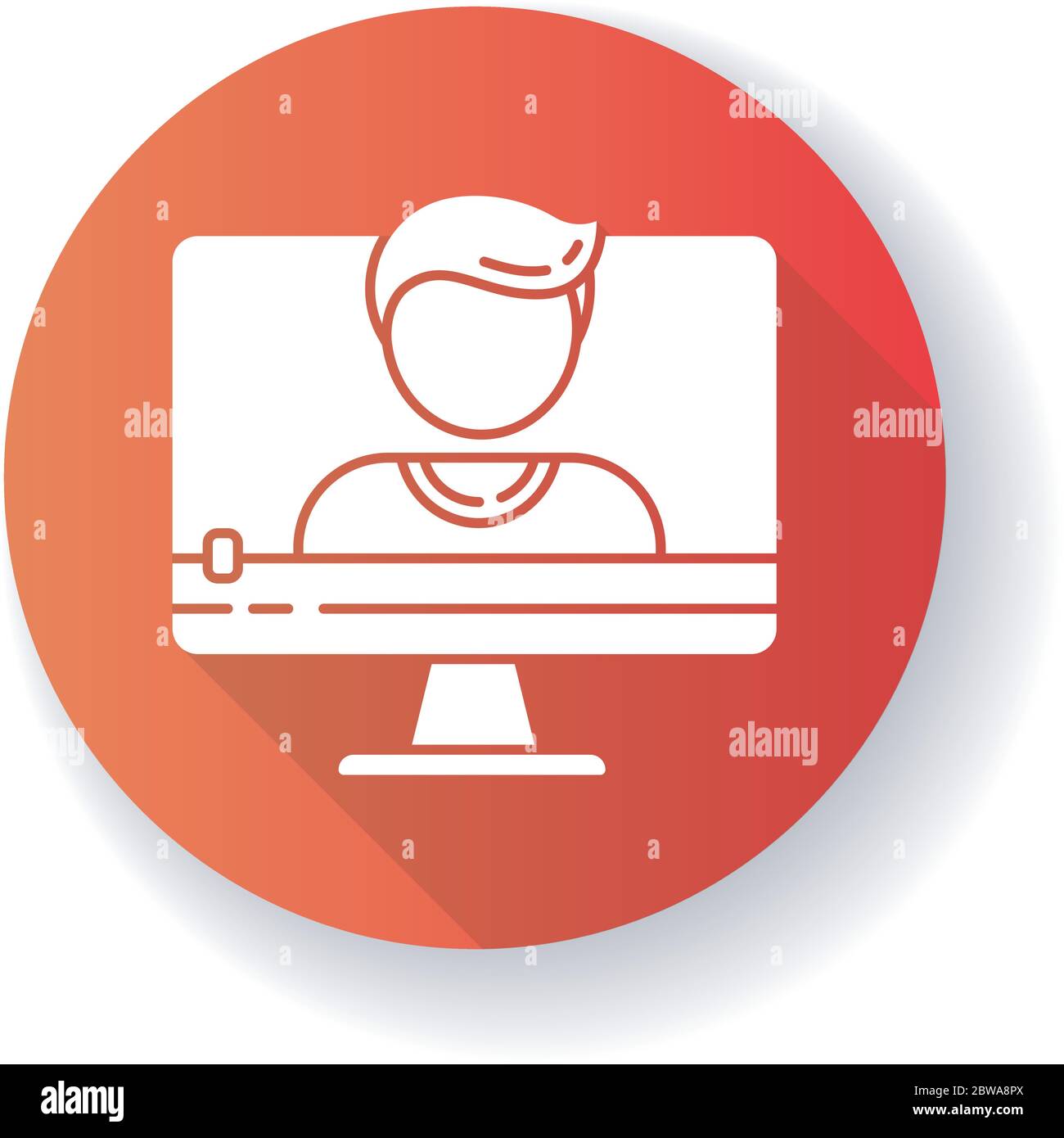 Talking head video red flat design long shadow glyph icon Stock Vector