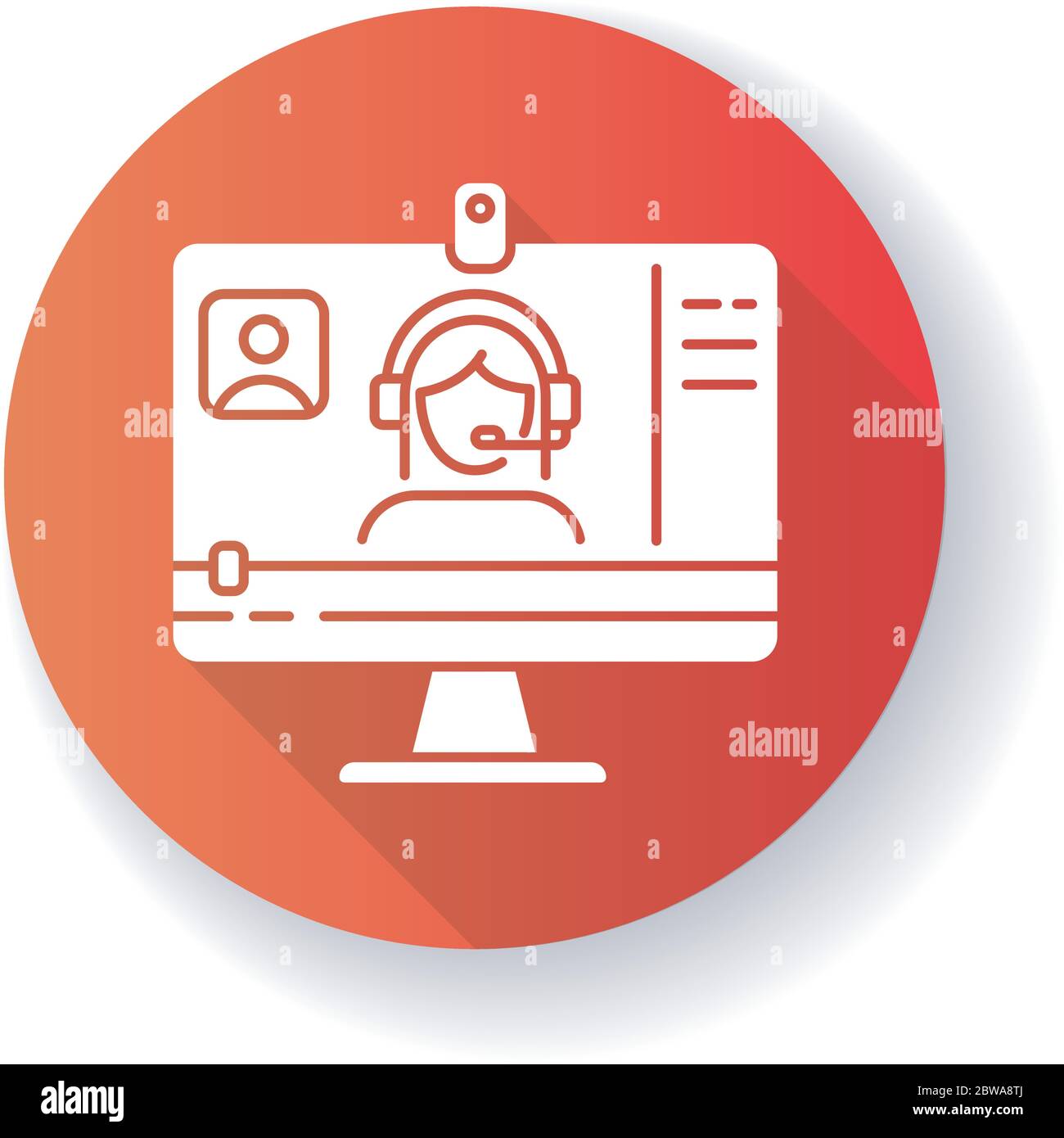 Webinar red flat design long shadow glyph icon Stock Vector