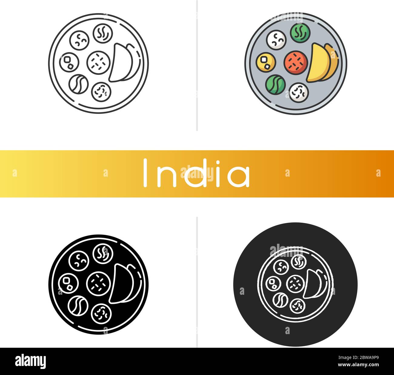 Indian thali icon Stock Vector
