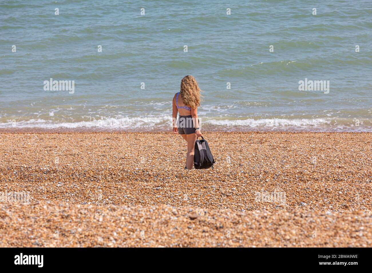 A beach scene in Kent, UK during the covid  pandemic lockdown Stock Photo
