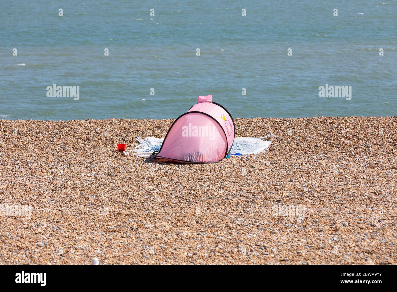 A beach scene in Kent, UK during the covid  pandemic lockdown Stock Photo