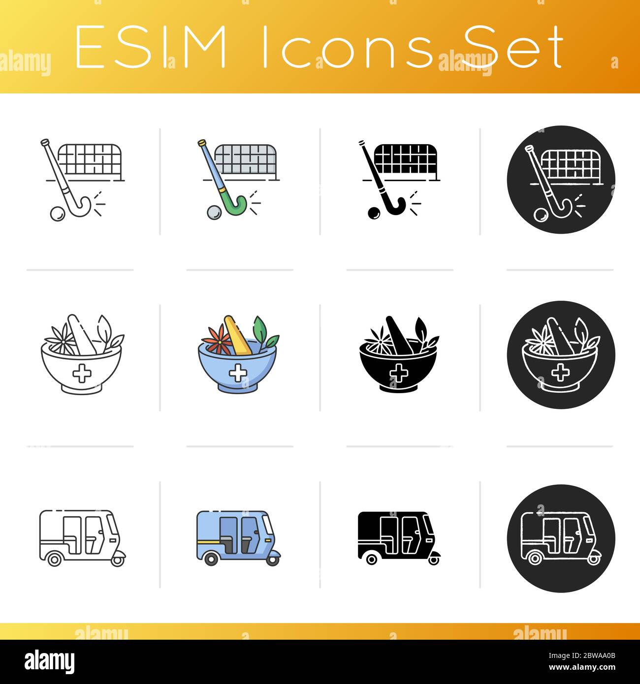 Indian culture icons set Stock Vector