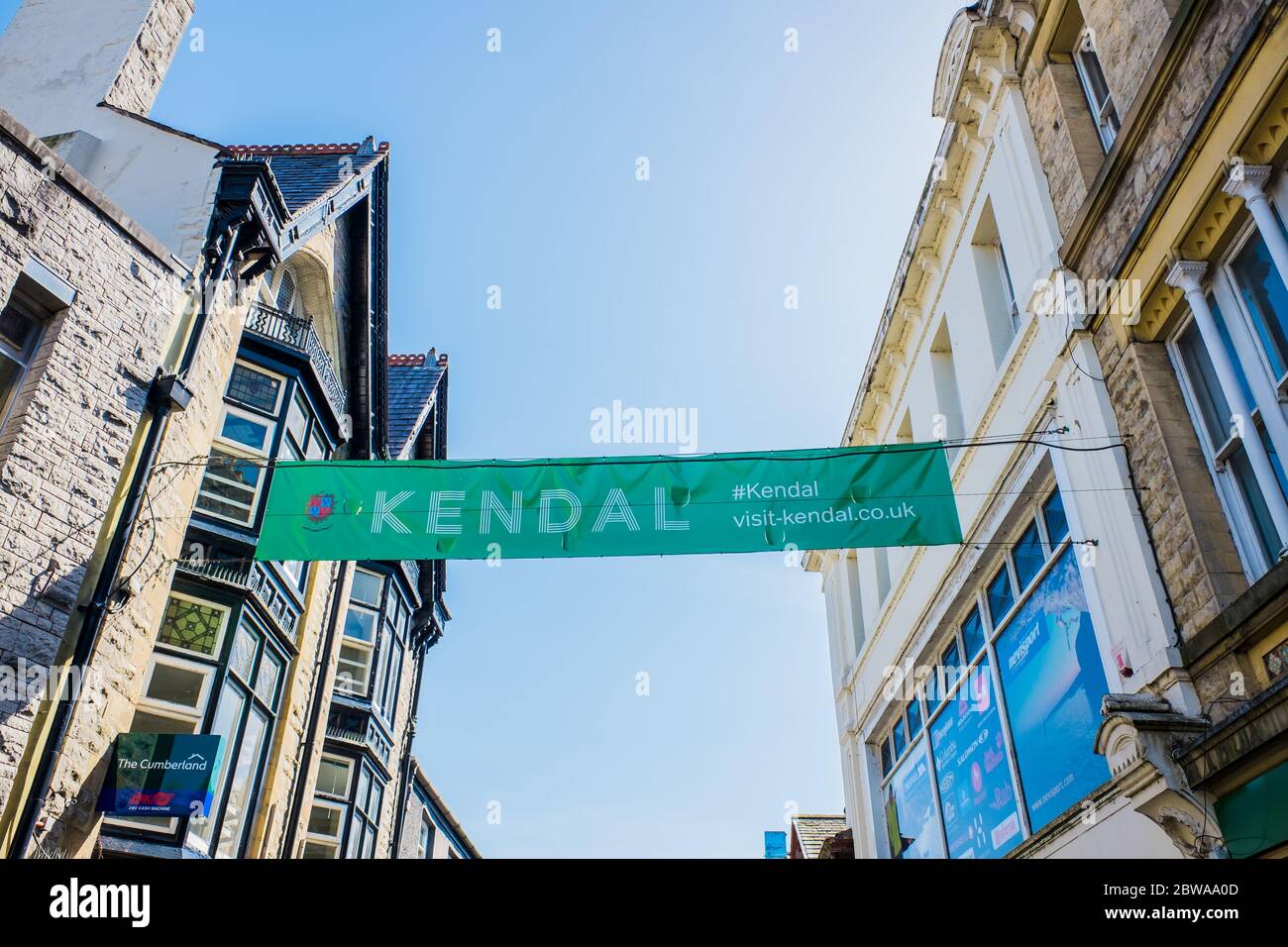 Kendal Green Tourist sign at the top Finkle Street Stock Photo Alamy