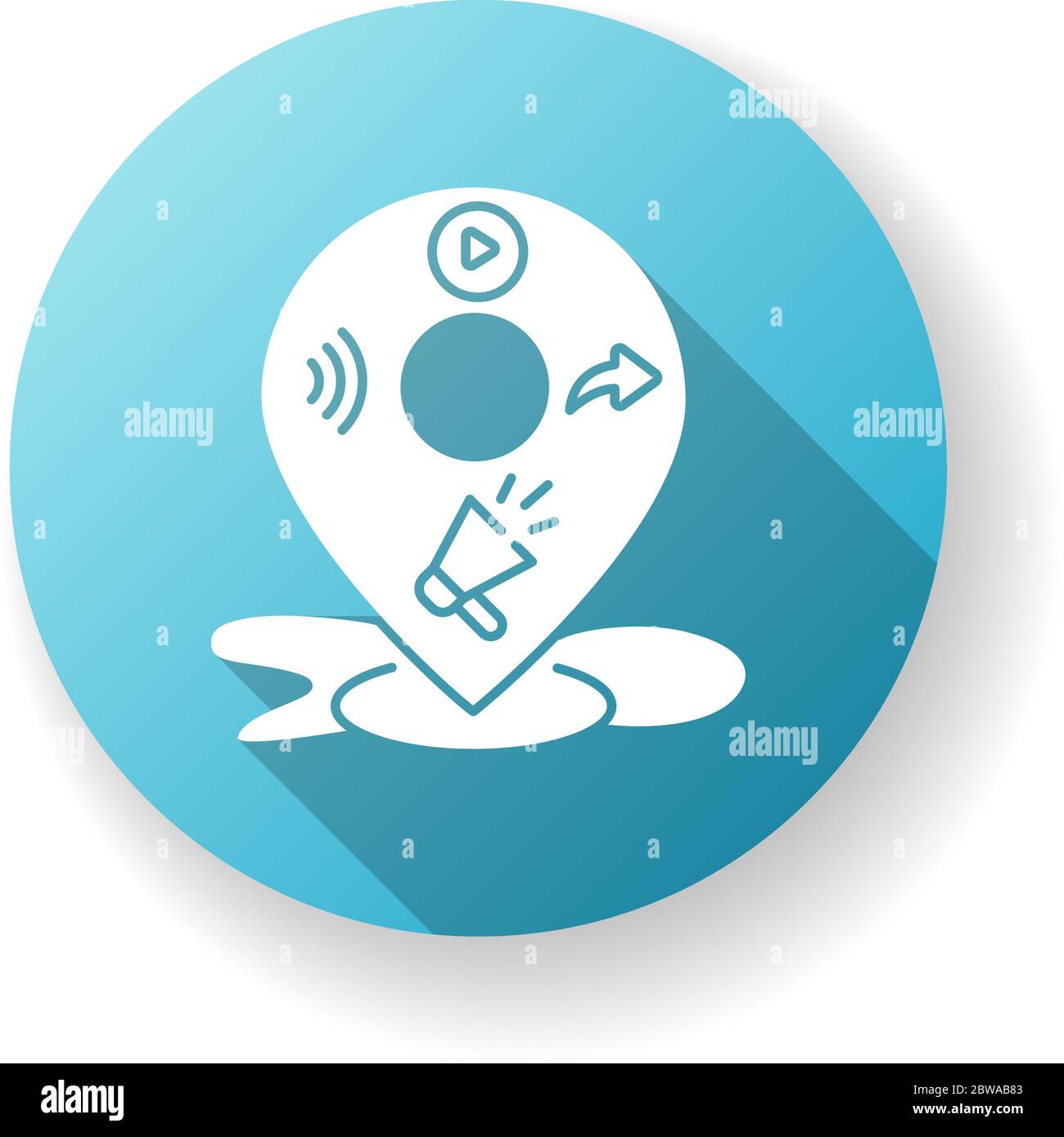 Local mass media blue flat design long shadow glyph icon Stock Vector