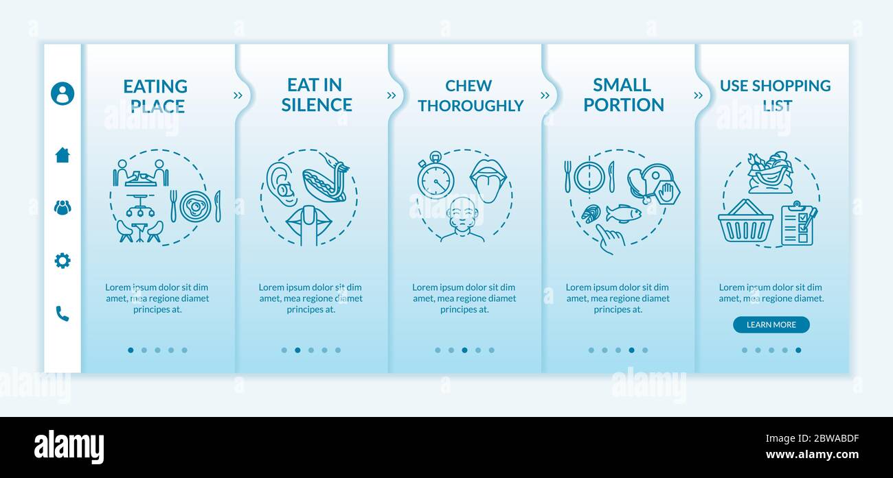 Mindful nutrition practice onboarding vector template. Eating in ...