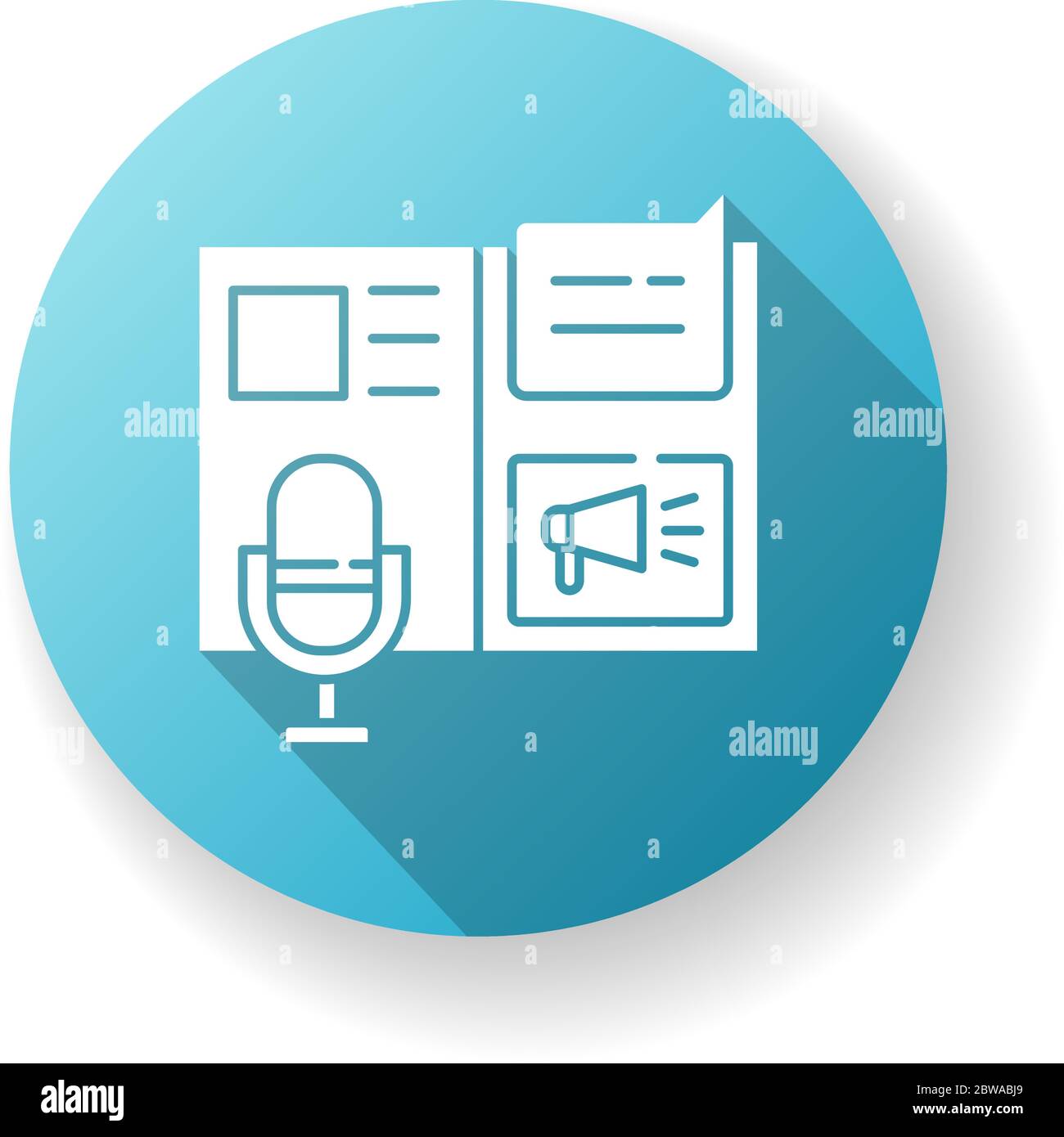 Press release blue flat design long shadow glyph icon Stock Vector