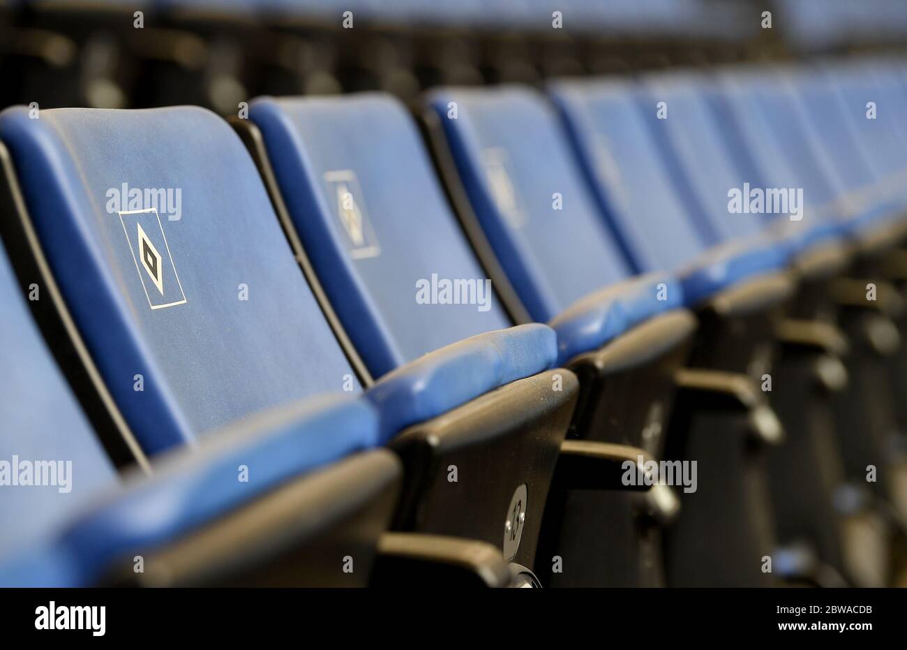 Karlsruhe, Germany. 31st May, 2020. Football 2nd Bundesliga, 29th matchday, Hamburger SV - SV Wehen Wiesbaden in the Volksparkstadion. View into the empty rows of seats before the game starts. Credit: Stuart Franklin/Getty Images Europe/Pool/dpa - IMPORTANT NOTE: In accordance with the regulations of the DFL Deutsche Fußball Liga and the DFB Deutscher Fußball-Bund, it is prohibited to exploit or have exploited in the stadium and/or from the game taken photographs in the form of sequence images and/or video-like photo series./dpa/Alamy Live News Stock Photo