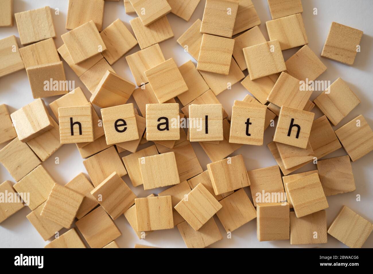 Wooden letter tiles spelling the word HEALTH Stock Photo