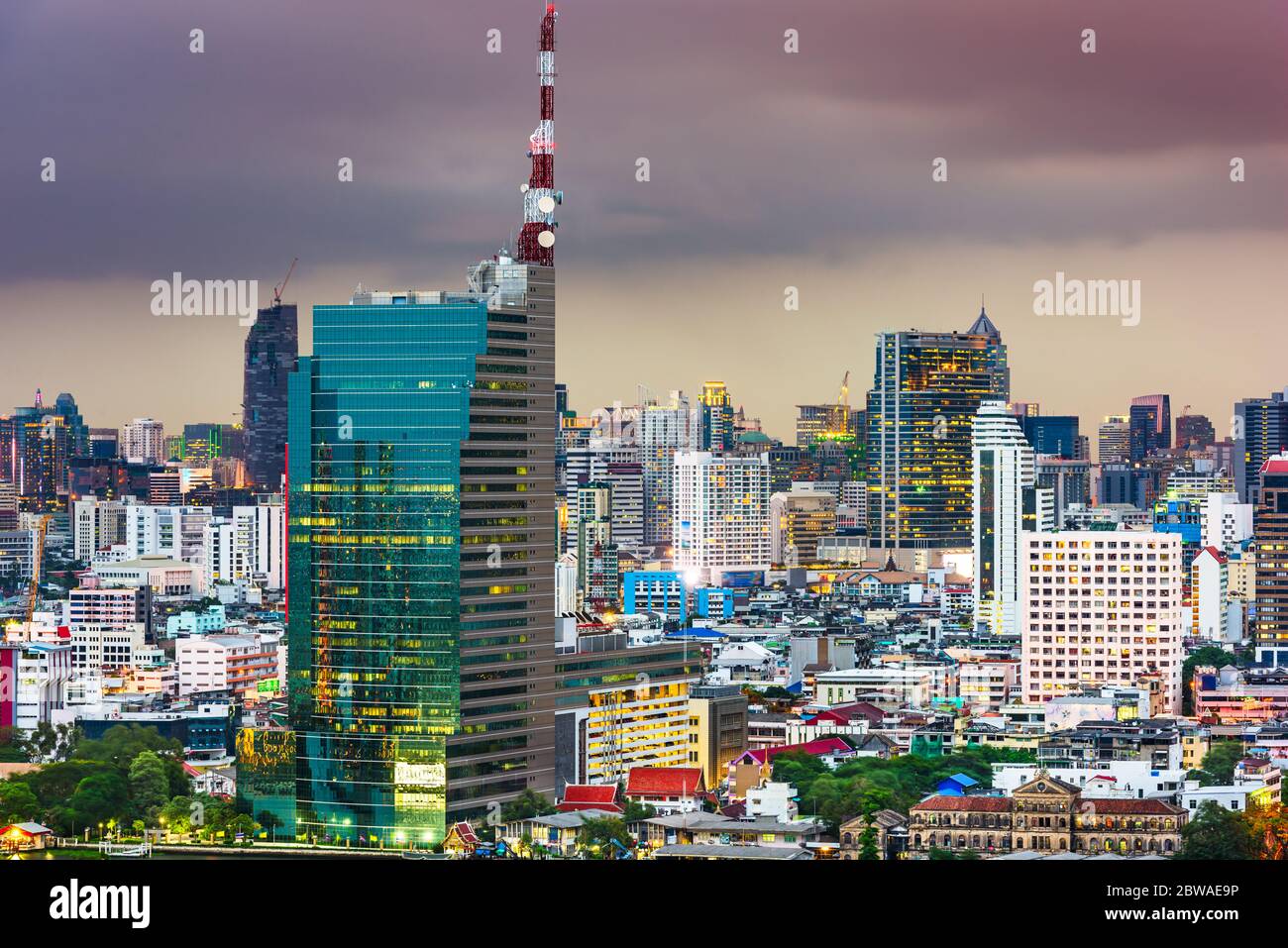 Bangkok, Thailand cityscape at dusk. Stock Photo